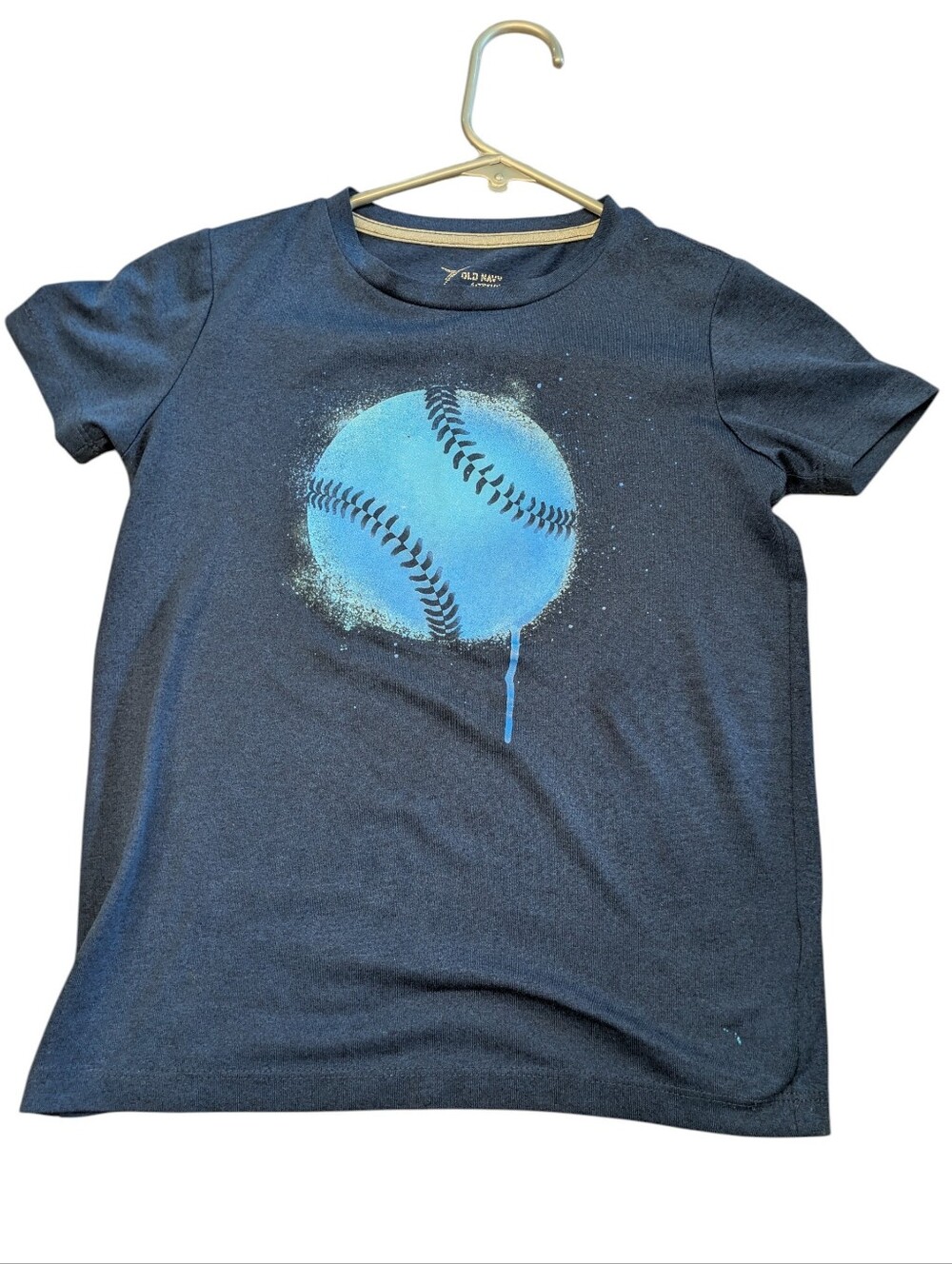 ๐4/20$ Old Navy Navy Blue Tee with Light Blue Baseball Graphic
